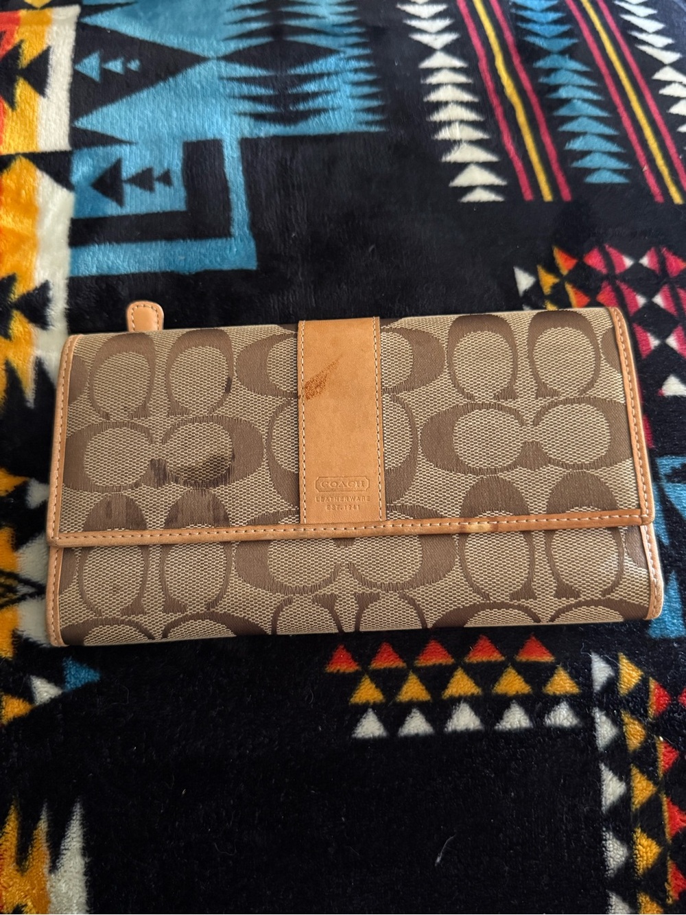 Coach Brown/Tan Signature Continental Wallet
